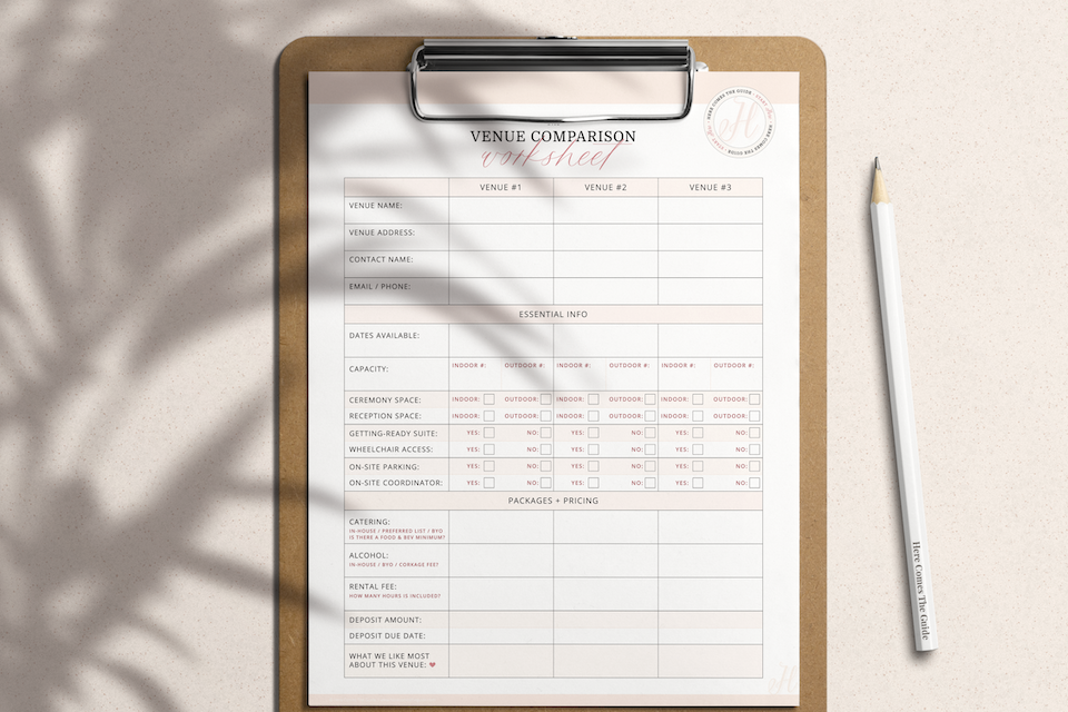 The Venue Comparison Worksheet